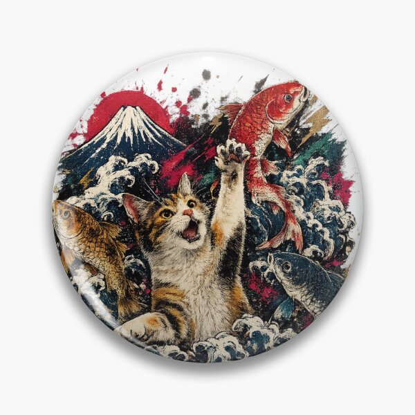 Item preview, Cat Catching Koi Fish T-Shirt  designed and sold by Aguri-tei.