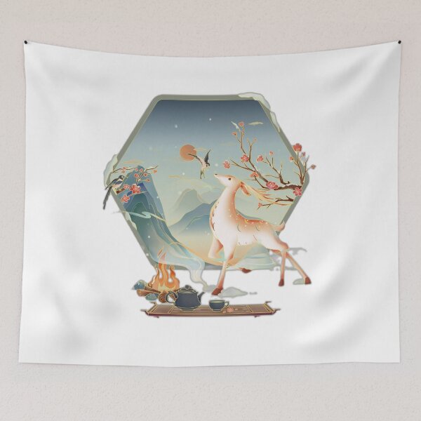 Item preview, Serene Deer in Oriental Landscape designed and sold by DailyDoodlesBySumbul.