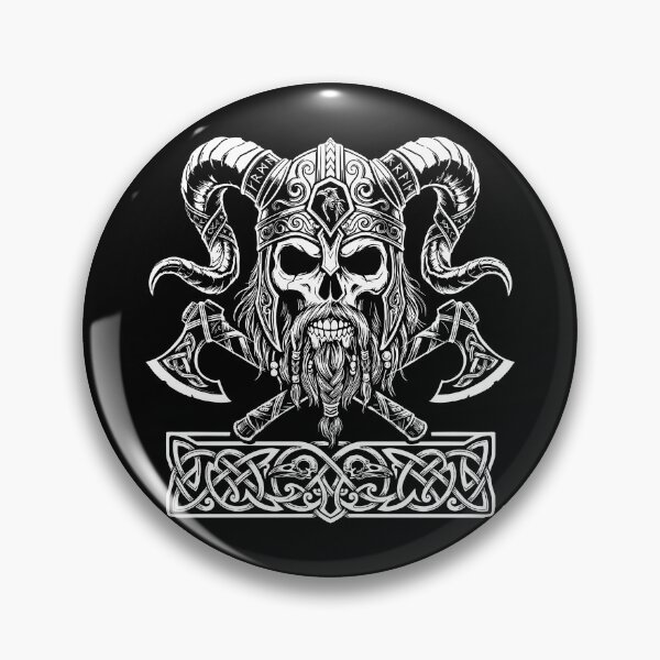 Item preview, BIRD Original Horned Viking Skull and Crossed Axes designed and sold by shopBird.