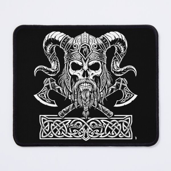 Item preview, BIRD Original Horned Viking Skull and Crossed Axes designed and sold by shopBird.