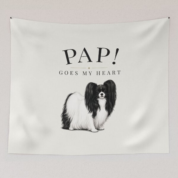 Item preview, PAP! GOES MY HEART – Elegant Papillon Dog Art | Vintage Pop Culture Inspired Design designed and sold by PapillonArtStudio.