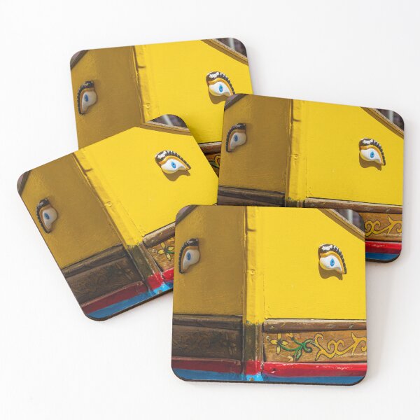 Item preview, Colorful Traditional Boat Bow With Painted Eyes and Decorative Wooden Trim in Bright Yellow And Blue designed and sold by Nmallia.