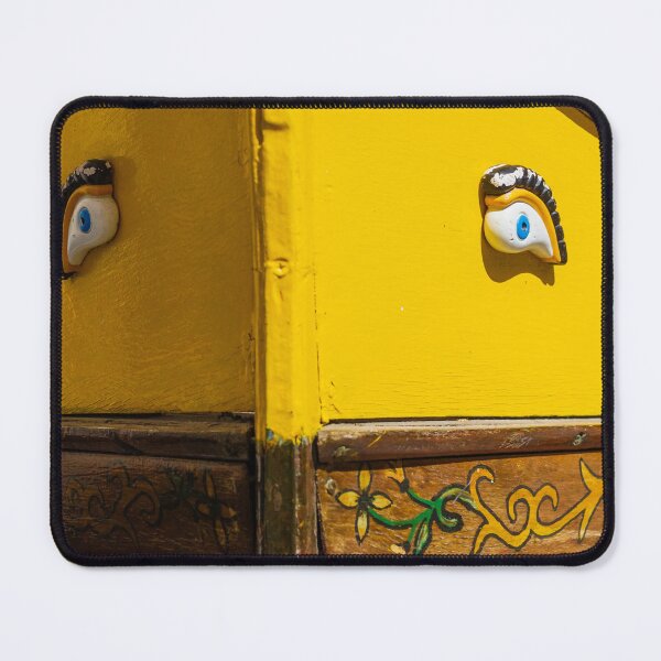 Item preview, Colorful Traditional Boat Bow With Painted Eyes and Decorative Wooden Trim in Bright Yellow And Blue designed and sold by Nmallia.