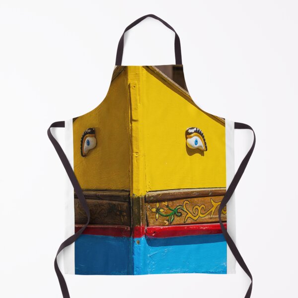 Item preview, Colorful Traditional Boat Bow With Painted Eyes and Decorative Wooden Trim in Bright Yellow And Blue designed and sold by Nmallia.
