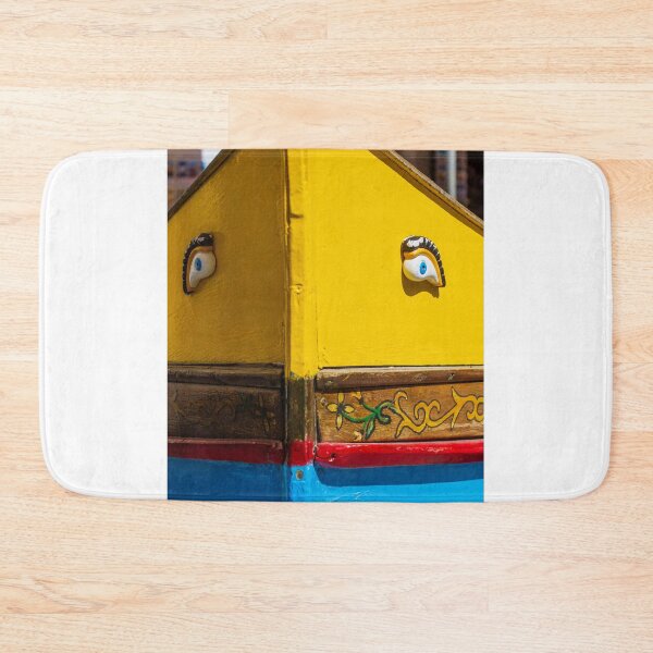 Item preview, Colorful Traditional Boat Bow With Painted Eyes and Decorative Wooden Trim in Bright Yellow And Blue designed and sold by Nmallia.