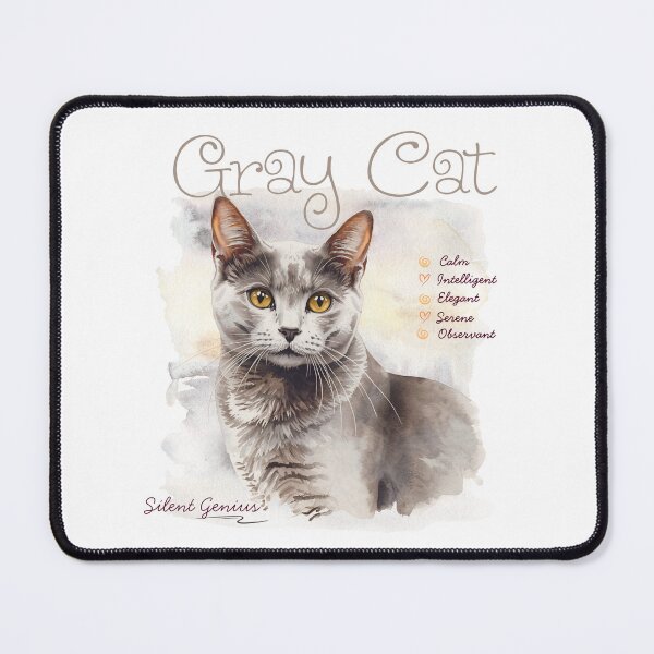 Item preview, Cute Watercolor Gray Cat Silent Genius Aesthetic Illustration designed and sold by KaBaRen.
