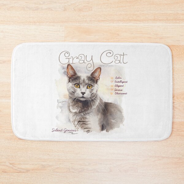 Item preview, Cute Watercolor Gray Cat Silent Genius Aesthetic Illustration designed and sold by KaBaRen.