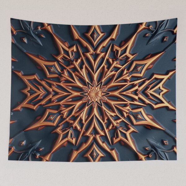 Item preview, Radiant Orange Starburst Mandala Art Print designed and sold by IntelliMindDesigns.