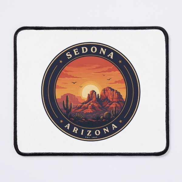 Item preview, Sedona Arizona: Retro Desert Badge with Red Rock Landscape designed and sold by CircinusStore.
