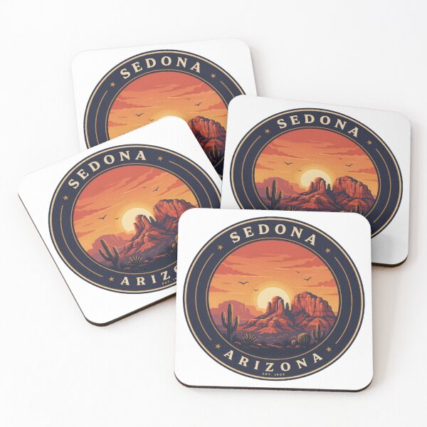 Item preview, Sedona Arizona: Retro Desert Badge with Red Rock Landscape designed and sold by CircinusStore.