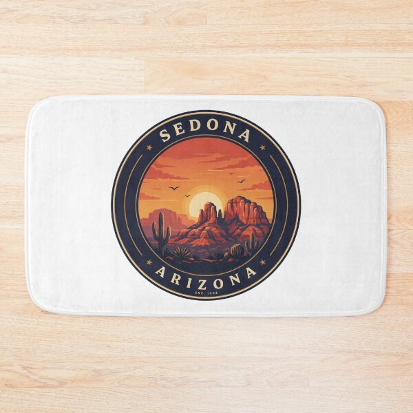 Item preview, Sedona Arizona: Retro Desert Badge with Red Rock Landscape designed and sold by CircinusStore.
