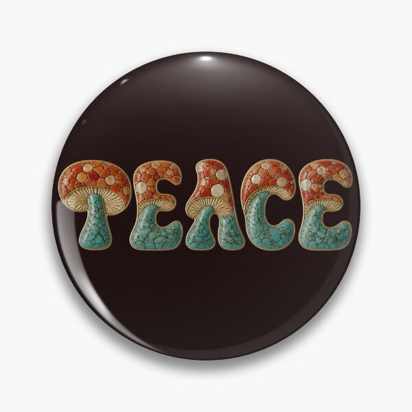 Item preview, Retro Mushroom Peace - Turquoise and Coral Mosaic Art designed and sold by Melian Vintage.