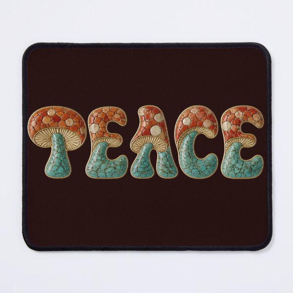 Item preview, Retro Mushroom Peace - Turquoise and Coral Mosaic Art designed and sold by Melian Vintage.