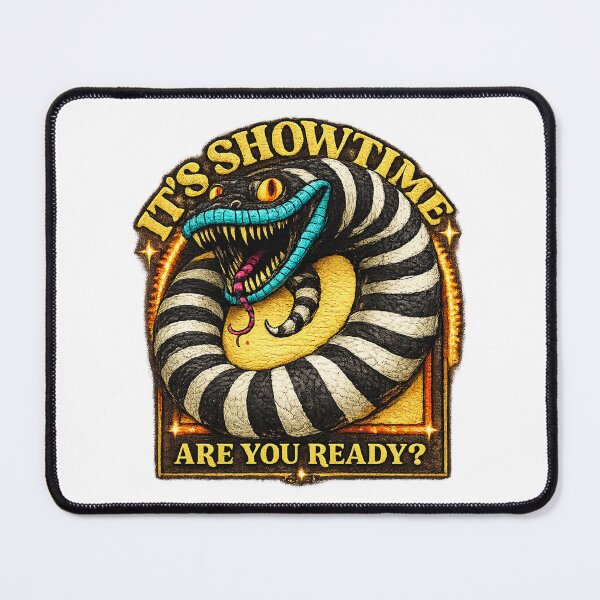 Item preview, It's Showtime Snake Design, Creepy Striped Serpent, Gothic Halloween Monster, Vintage Horror Graphic Tee designed and sold by Bigohobi.