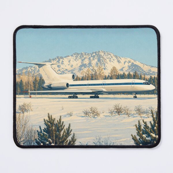Item preview, Vintage Airliner Winter Mountain Illustration designed and sold by EMairplanes.