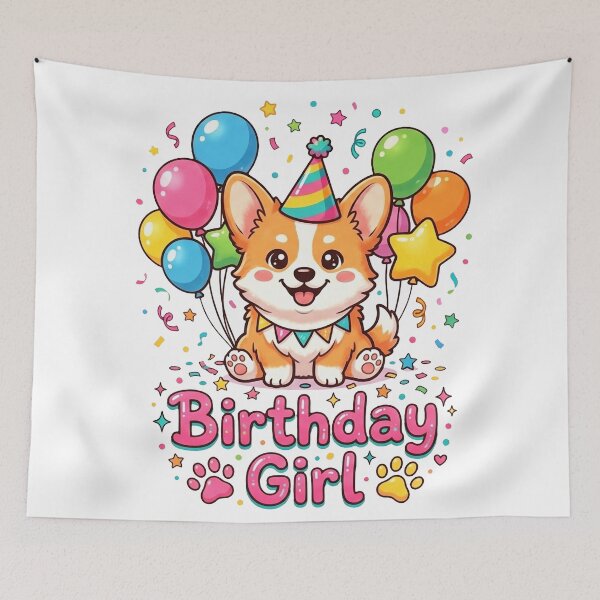 Item preview, Cute Corgi Birthday Girl Shirt, Corgi Birthday Party Balloon Tee, Corgi Birthday Gift for Girls and Dog Lovers designed and sold by Wearable Canvas...