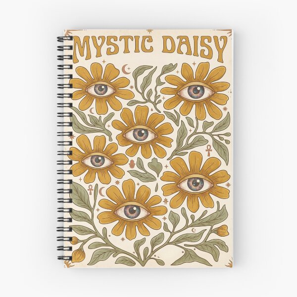 Item preview, Mystical Floral Eyes Boho Art Print, Celestial Evil Eye Flowers, Witchy Botanical Illustration, Retro Folk Art Aesthetic, Golden Daisy Occult Design designed and sold by RSDigitalPrintDesign.