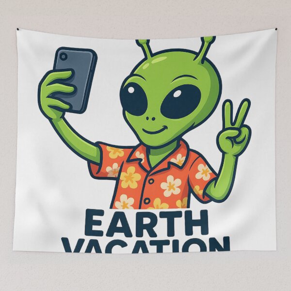 Item preview, Earth Vacation Funny Alien Selfie Retro UFO T-Shirt designed and sold by AVINN-SENPAI.