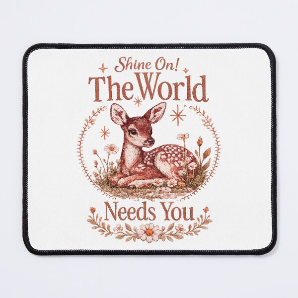 Item preview, Shine On The World Needs You Deer Design, Cute Woodland Fawn, Cottagecore Inspirational Quote designed and sold by Bigohobi.