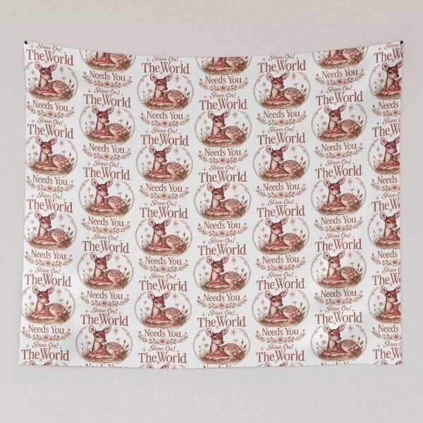 Item preview, Shine On The World Needs You Deer Design, Cute Woodland Fawn, Cottagecore Inspirational Quote designed and sold by Bigohobi.