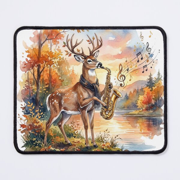 Item preview, Deer Playing Saxophone | Autumn Music Deer Art designed and sold by NatureHarmony16.