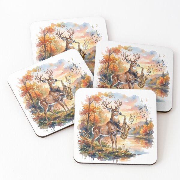 Item preview, Deer Playing Saxophone | Autumn Music Deer Art designed and sold by NatureHarmony16.