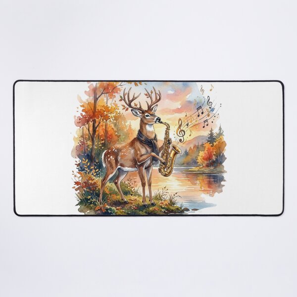 Item preview, Deer Playing Saxophone | Autumn Music Deer Art designed and sold by NatureHarmony16.