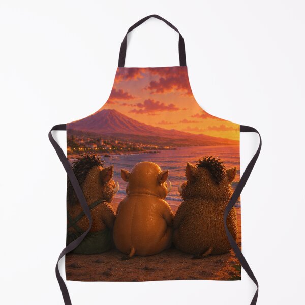 Item preview, Sunset Friends — Three Wild Boars Watching the Teide at Dusk designed and sold by CanaryVibesArt.