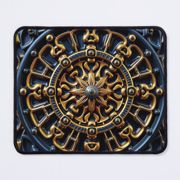 Item preview, Luxurious Gold Blue Ornate Mandala Art Print designed and sold by IntelliMindDesigns.