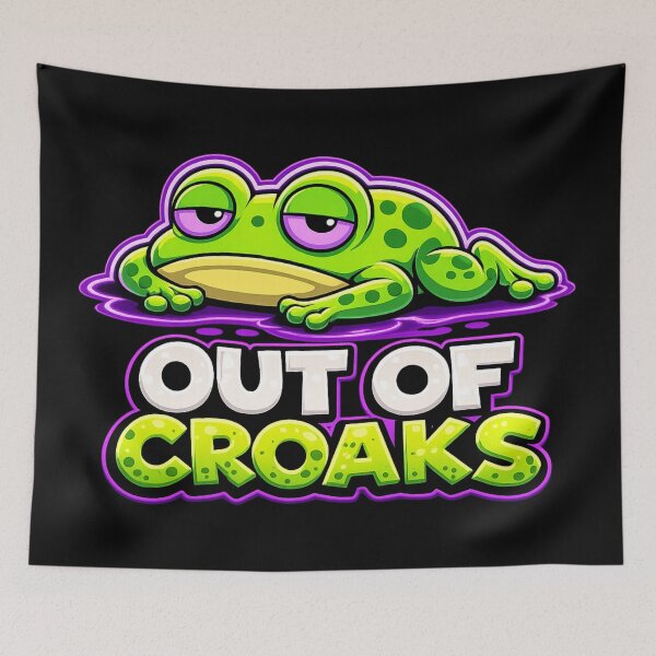 Item preview, Out of Croaks Funny Frog Meme – Lazy Sarcastic Cartoon Aesthetic Design designed and sold by MartBook.
