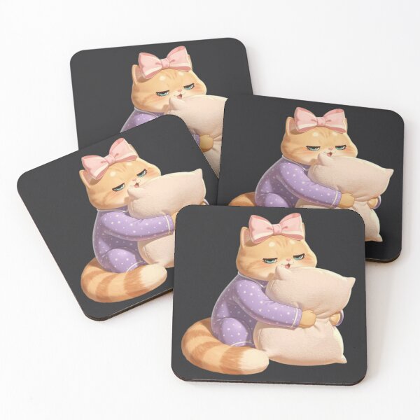 Item preview, Sleepy Pajama Cat Hugging Pillow designed and sold by Moody Vibes Studio.