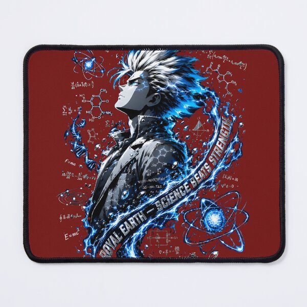 Item preview, Brilliant Anime Genius with Neon Blue Flame Aura and Science Formulas designed and sold by RoyalEarthstore.