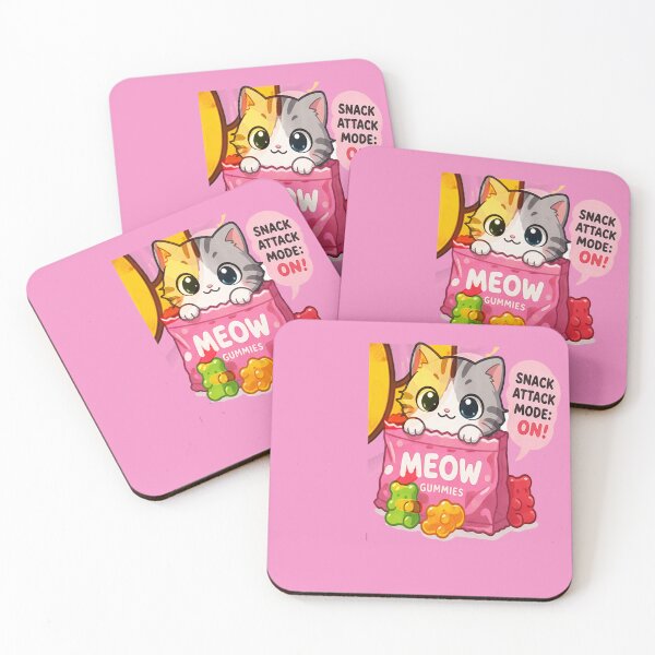 Item preview, snack attack candy cfunny cat art designed and sold by  Mudikeys.