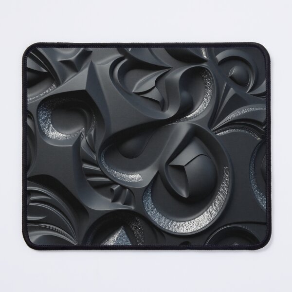 Item preview, Textured Black 3D Baroque Mandala Print designed and sold by IntelliMindDesigns.