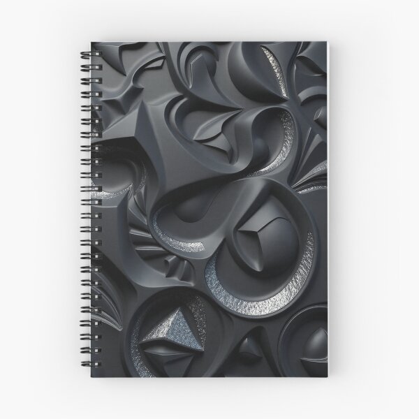 Item preview, Textured Black 3D Baroque Mandala Print designed and sold by IntelliMindDesigns.