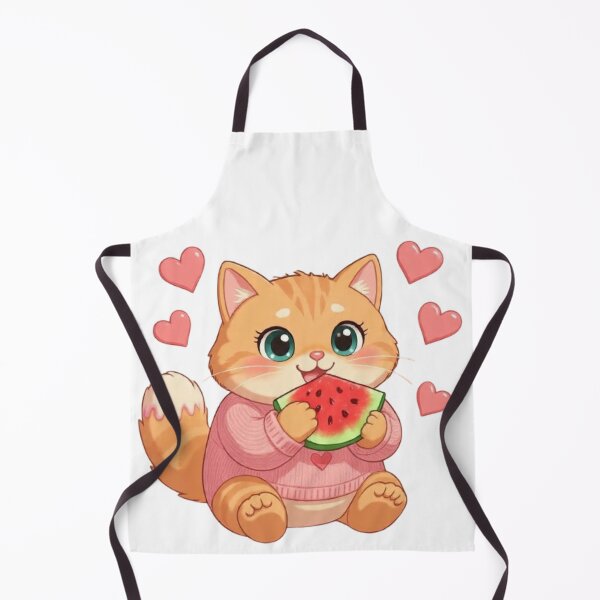 Item preview, Kawaii Cat Eating Watermelon With Hearts designed and sold by Moody Vibes Studio.