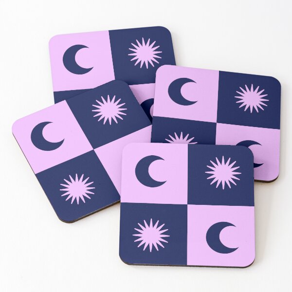 Item preview, Celestial Checkerboard Pattern - Navy and Lavender Sun Moon Art designed and sold by UniqueDesign751.