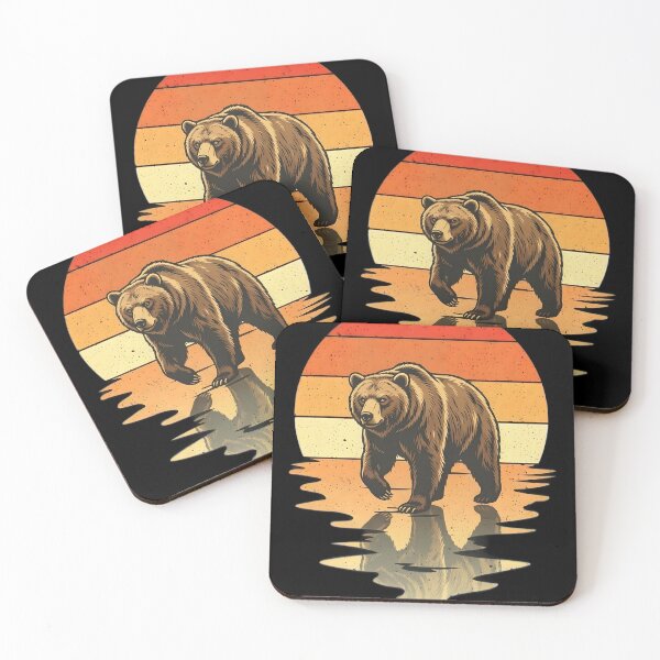 Item preview, Grizzly Bear Retro Sunset Vintage Wildlife designed and sold by Occasional House.