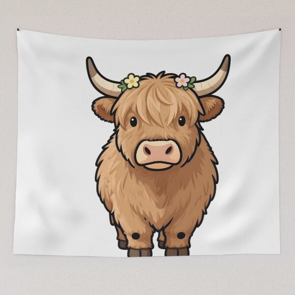 Item preview, Moo-D Cute Highland Cow with Flower Crown Kawaii Cottagecore T-Shirt designed and sold by AVINN-SENPAI.