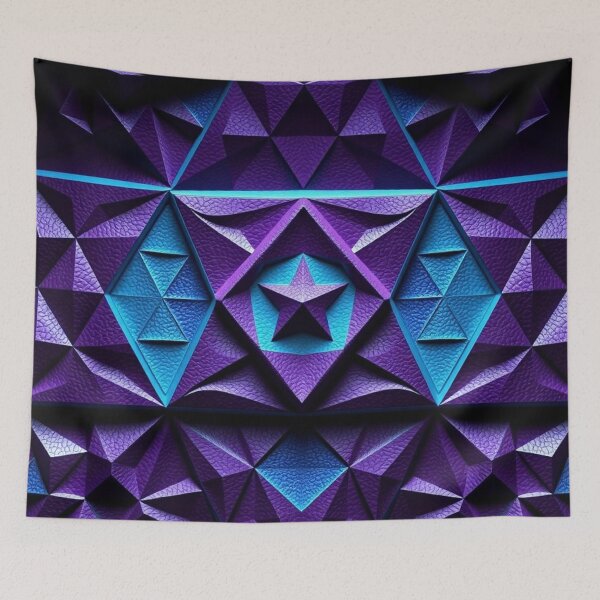 Item preview, Modern Purple Faceted Crystal Mandala Print designed and sold by IntelliMindDesigns.