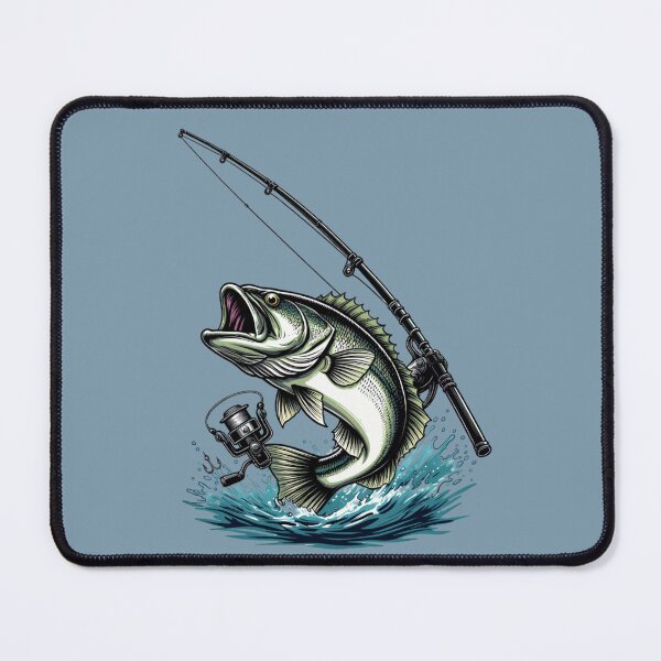 Item preview, Gone Fishing: Vintage Angler and Trophy Bass Art designed and sold by InkWeaveShop.