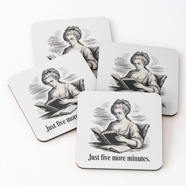 Item preview, Vintage Woman Reading Book Just Five More Minutes Quote designed and sold by Enea Kelo.
