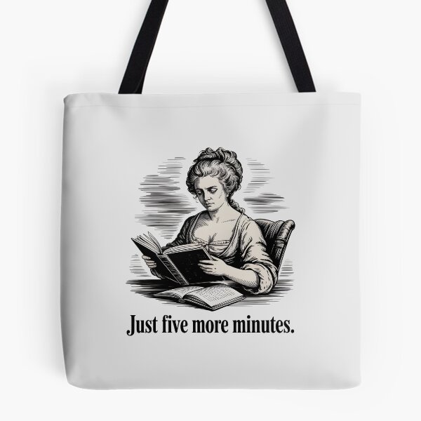 Item preview, Vintage Woman Reading Book Just Five More Minutes Quote designed and sold by Enea Kelo.