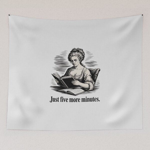 Item preview, Vintage Woman Reading Book Just Five More Minutes Quote designed and sold by Enea Kelo.