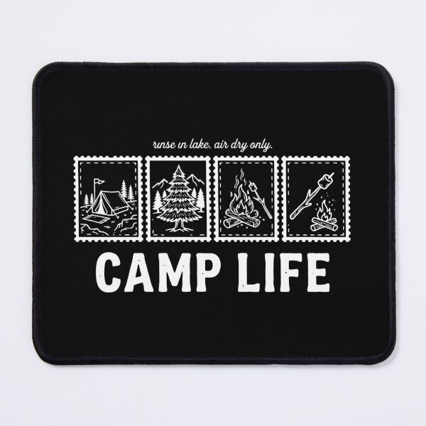 Item preview, Camp Life Stamp Panel T-Shirt – Tent Fire Pine Trees Outdoor Graphic Tee designed and sold by fawzimorsy.