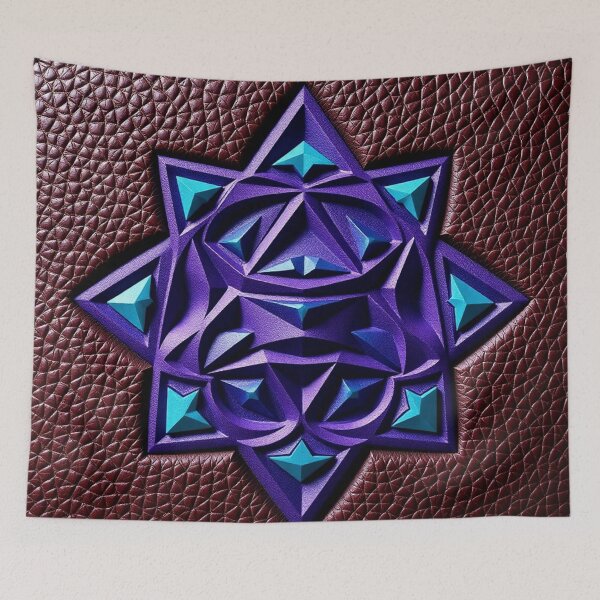 Item preview, Embossed Leather Purple Star Mandala Wall Art designed and sold by IntelliMindDesigns.