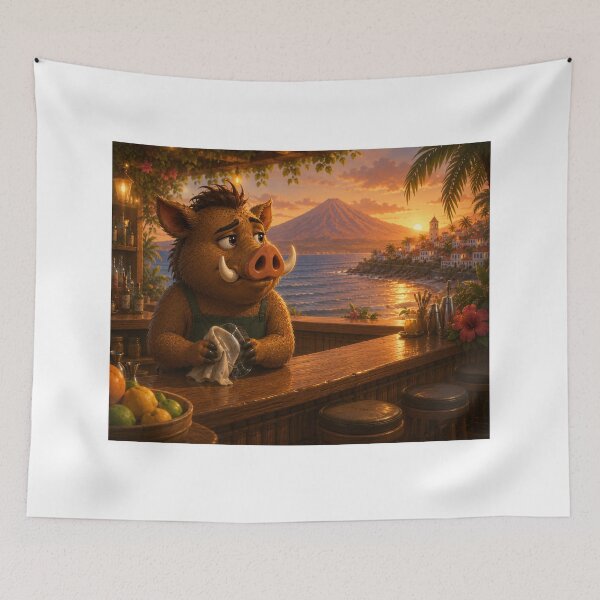 Item preview, Lonely Bartender Boar — Missing My Friends designed and sold by CanaryVibesArt.
