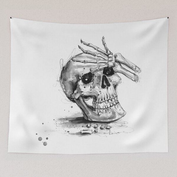 Item preview, Skull Ink drawing designed and sold by Ibreathart.