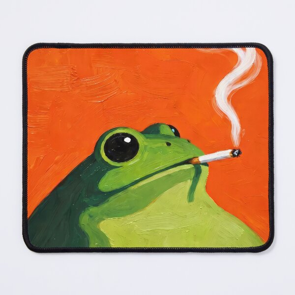 Item preview, Cool Green Frog Smoking Cigarette Impasto Oil Painting designed and sold by FaizArtShop.