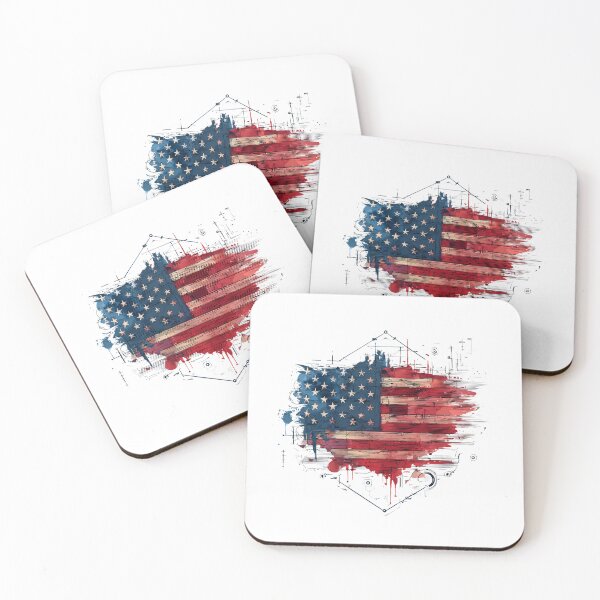 Item preview, Cyberpunk Glitch Abstract US Flag Sticker designed and sold by GeekStickerLab.